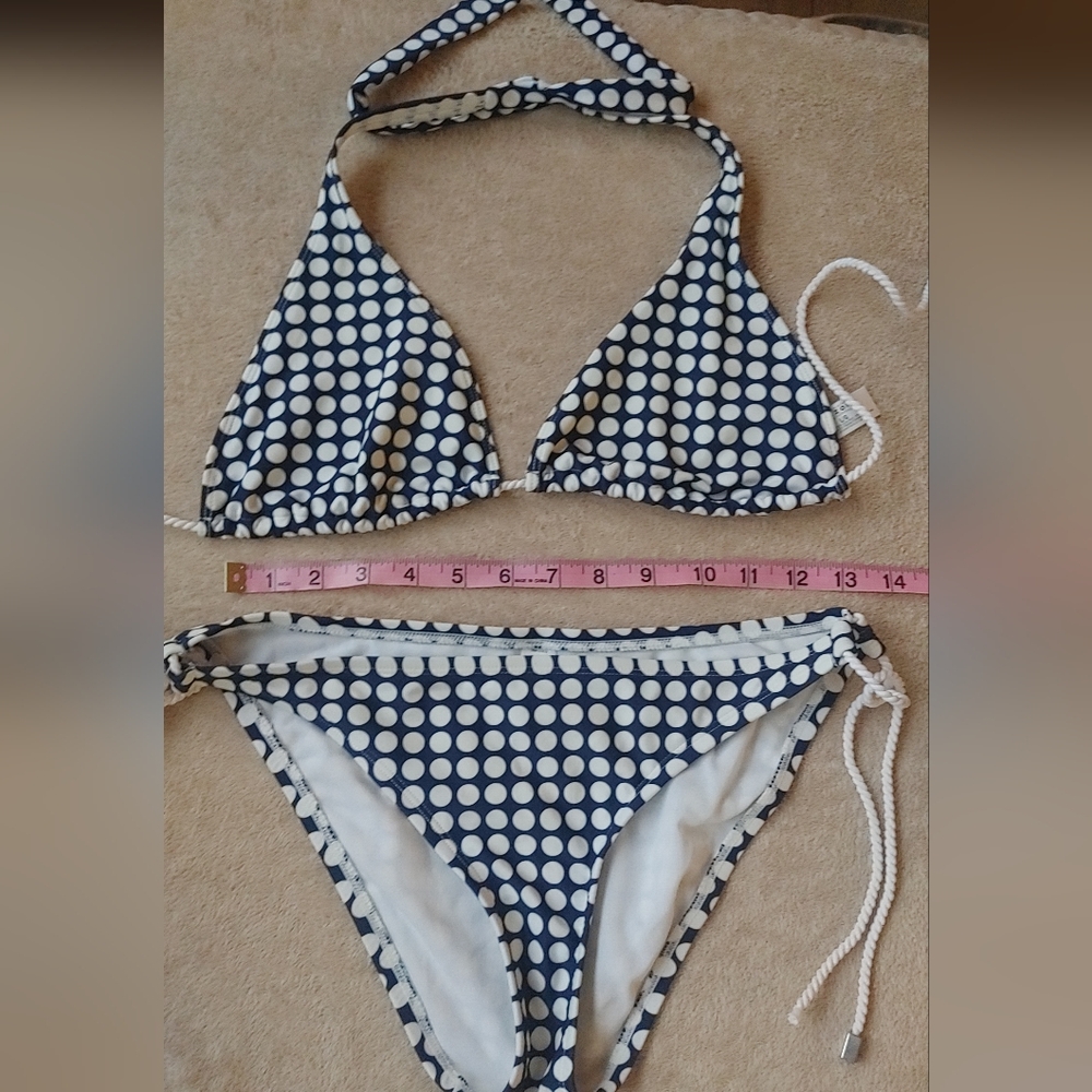 Arizona Jean Company Navy and White Polka Dot Bikini